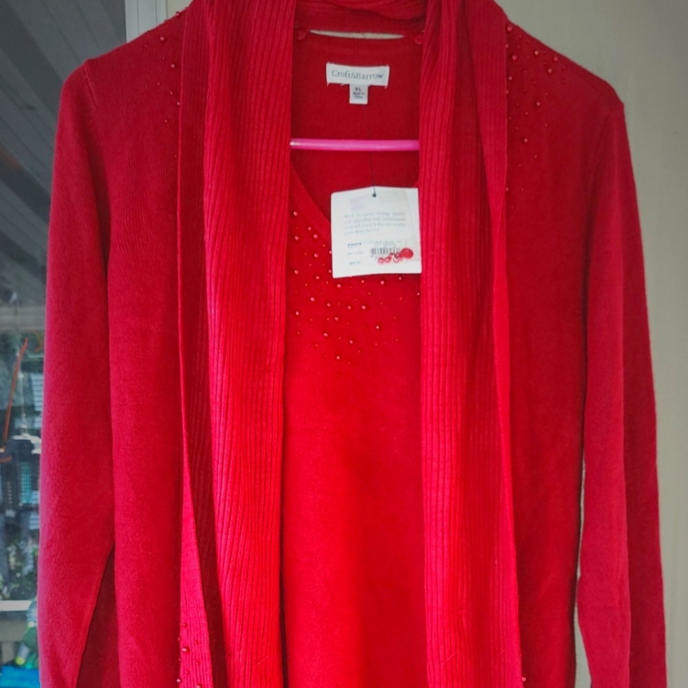 Red sweater w scarf
